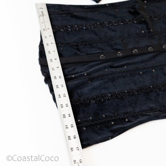 Baranda Vintage Velvet Top Blouse M Black Sequin Y2K Dark Whimsy Goth Vampy - Picture 10 of 12